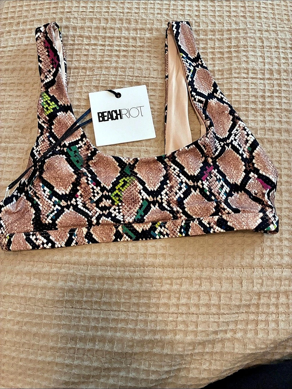 Beach Riot Geometric Bikini Top in Brown & Black Size Medium NWT